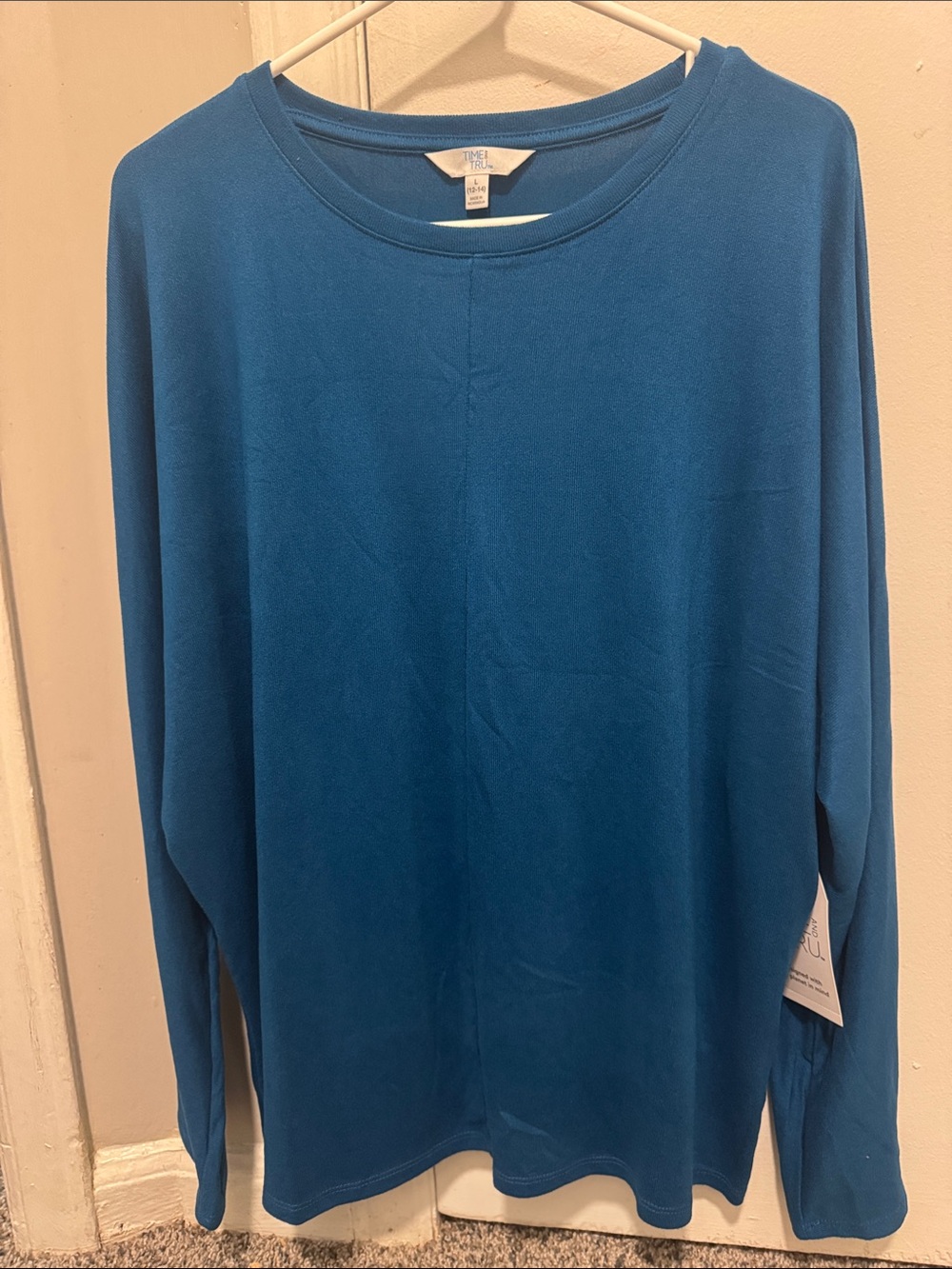 Time and Tru Teal-Blue Crewneck Pullover